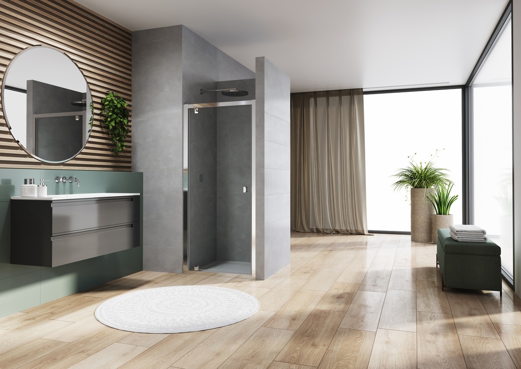 PORTE PIVOTANTE SANSWISS ARELIA 100CM PROFILE CHROME VERRE TRANSPARENT