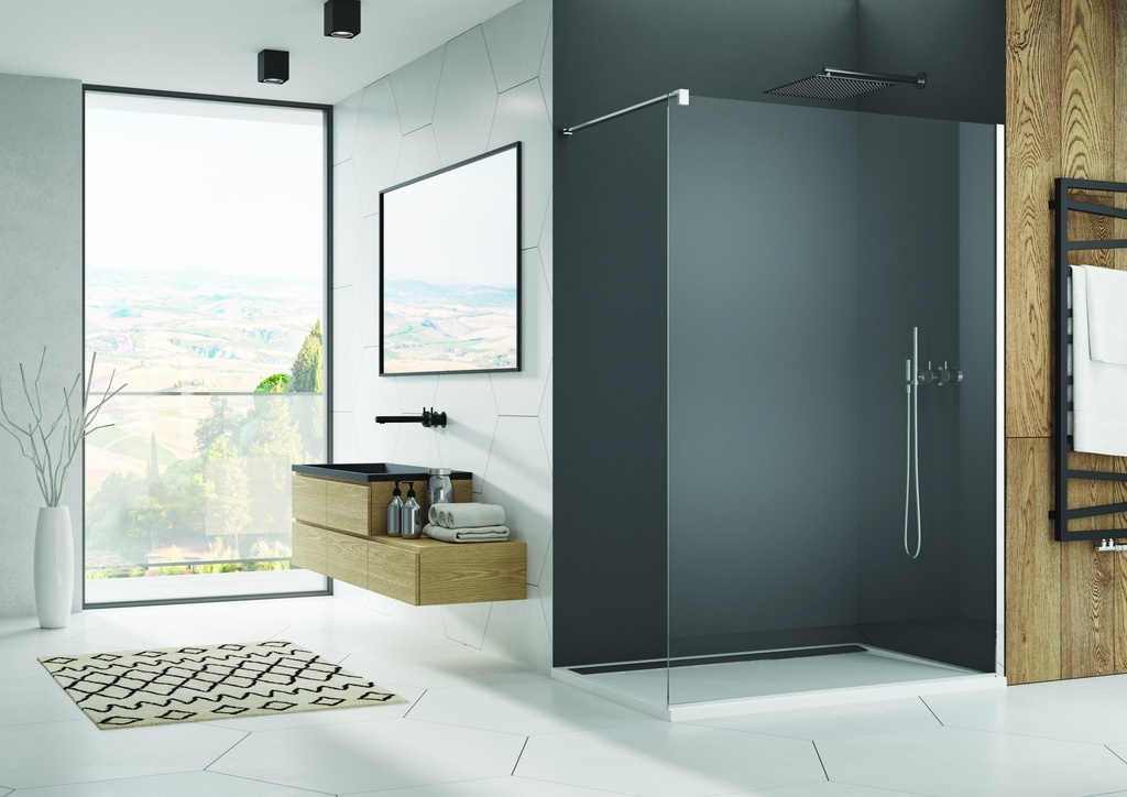 PAROI LIBRE SANSWISS WALK-IN EASY 130CM PROFILE CHROME VERRE TRANSPARENT