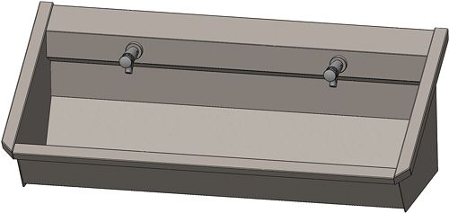 AUGE INOX INTERSAN 120CM AVEC 2 ROBINETS TEMPORISE