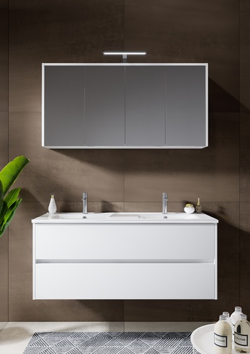 [SMP120BL] SOUS MEUBLE NEW ICE 2 TIROIRS BLANC 120CM