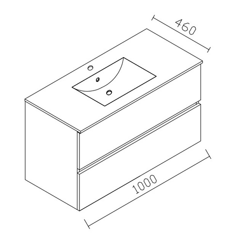 [PS066S100C2K59] ENSEMBLE ALKE SQUARE SPACE LINE 100cm VASQUE PORCELAINE ET MIROIR AVEC AUVENT LED CHENE HALIFAX
