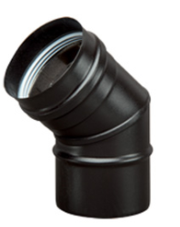 [FU5N09100] COUDE INOX SIMPLE PAROI NOIR POUR PELLET 45° 100