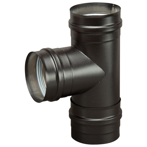 [FU5N13B080] TE DE DEPART INOX SIMPLE PAROI NOIR AVEC TAMPON 80