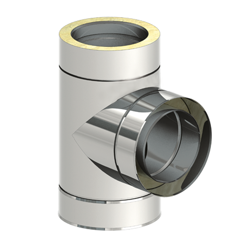 [X009180] TE INOX DOUBLE PAROI 90° 180mm