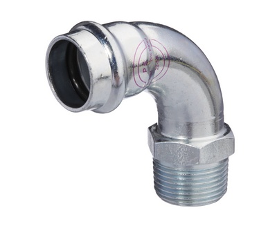 [CAS1/2M18F] COUDE A SERTIR V-PRESS ELECTROZINGUE 1/2M X 18mm