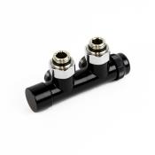 [192810052] Distributeur thermostatisable pour raccordement par le mur avec valeurs Kv réglables, type "Optima" noir, 1/2" M x M24 M, avec bypass réglable.